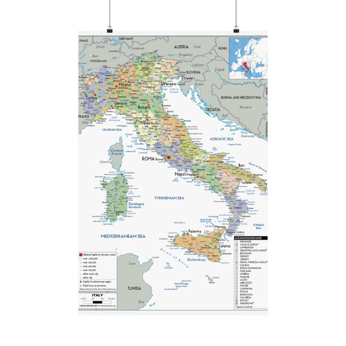 Poster mappa politica italia - poster,