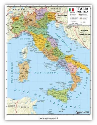 Cartina italia geografica - cartina, a4